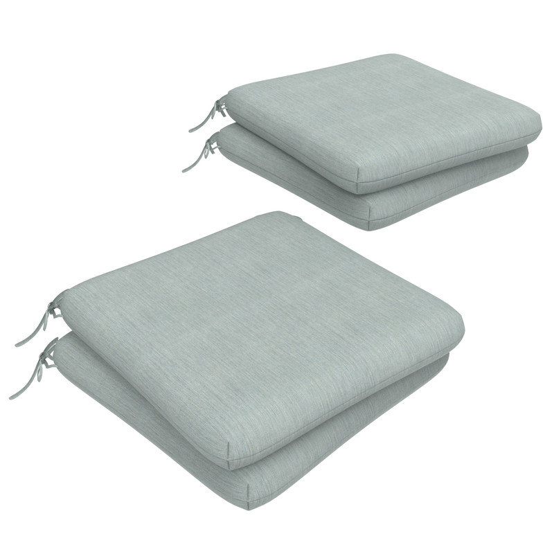 Sunbrella Square Dining Chair Cushions, 3" Foam Replacement Cushion, 4, Cast Mist