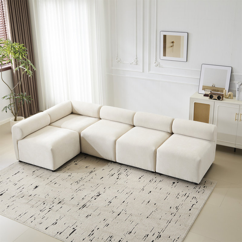 Canapé modulaire en L de 109 po pour salle de séjour Evelyn, H 27 po x l 109 po x P 57 po	