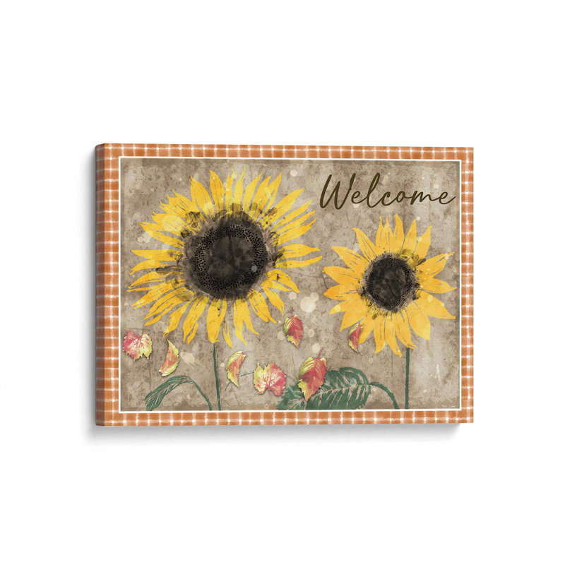«Welcome Fall Sunflowers» par Nicole DeCamp, reproduction d'art, Unframed Canvas, Does Not Apply, 16 W x 12 H