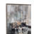 City Scape Abstract Canvas Art in Clay & Blue Tones with Silver Frame