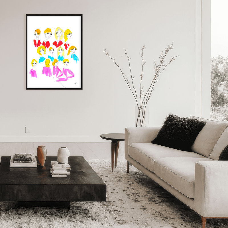 'Blondes' Framed Print Wall Art, 16" H x 12" W x 2.375" D, Framed Canvas, Black
