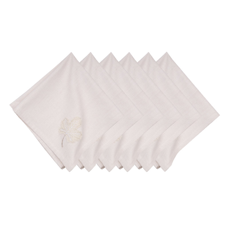 Neutral Maple Leaves Napkin S/6
