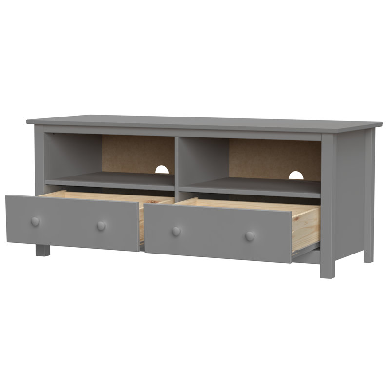 Albrecht Solid Wood TV Stand 55" with 2 Drawers and Ample Storage, Gray