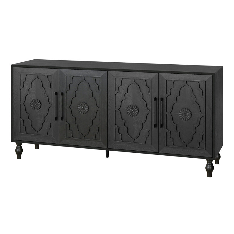 Armoire de rangement décorative 4 portes, Noir