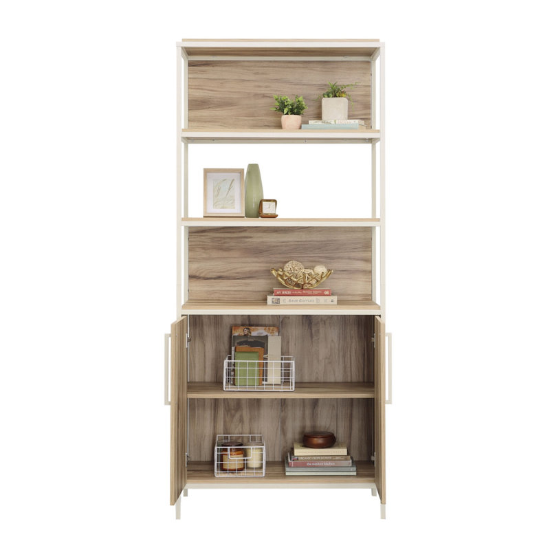 Bookcase With Doors, Brown Finish