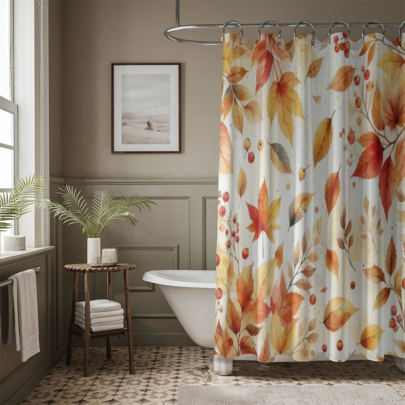 Rideau de douche standard 1 pièce Damila Leaf Fall, H 74 po x l 40 po