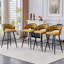 Set of 2 Yellow Chenille Bar Stools with Black Iron Legs, Modern Counter Height Stools for Home Bar