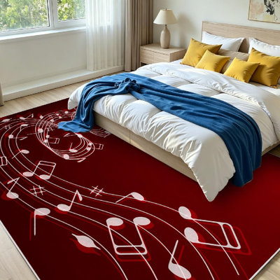 Tapis d'intérieur rouge lavable à la machine, en forme de sapin de Noël triple