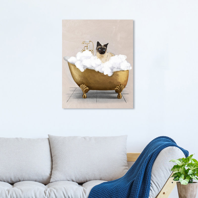 Chat de baignoire - peinture, Toile tendue, H 16 po x l 16 po