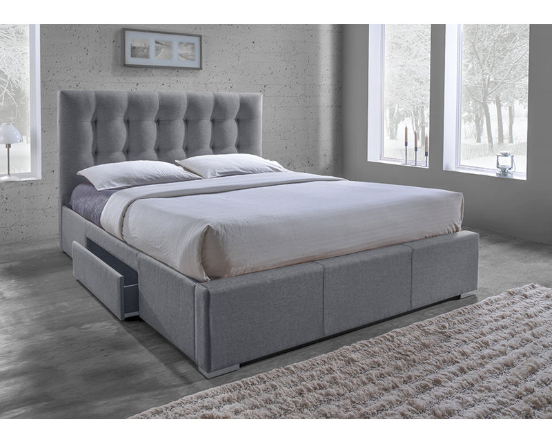 Upholstered Storage Bed, Queen, Grey