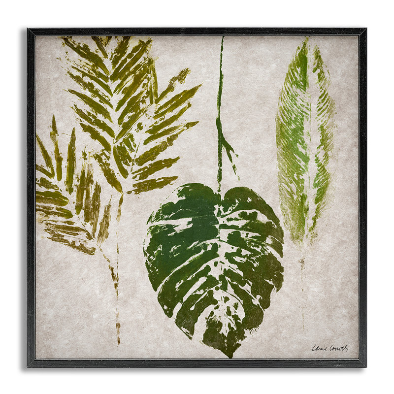 «Greenery Leaf Impressions», art de la giclée encadrée par Lanie Loreth, H 12 po x l 12 po, Estampe numérique Farmhouse