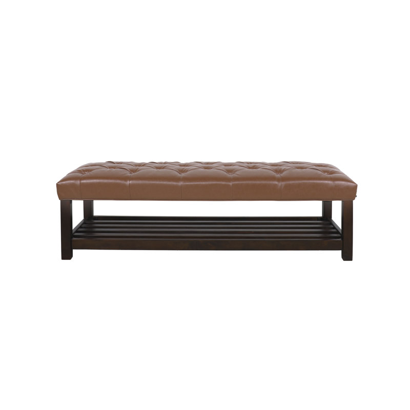 Arzetta Fabric Upholstered Storage Bench, Cognac