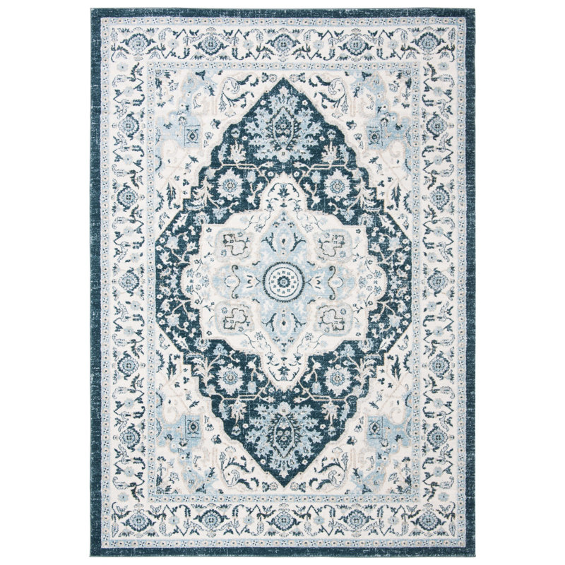 Delmer Oriental Blue Area Rug, Rectangle 4' x 6'