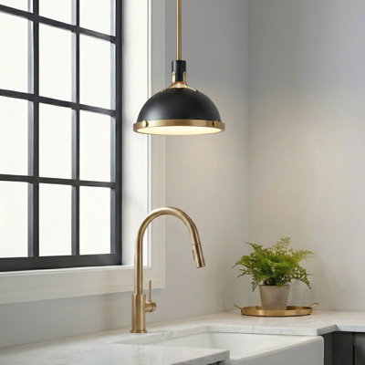 Luminaire suspendu pour îlot de cuisine à dôme simple 1 lumière 12,6 po avec diffuseur en verre Lysander