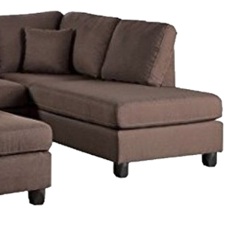 Safeer Upholstered L-Shaped Sectional Reversible, Chocolate Brown