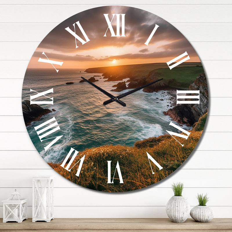 Horloge murale coucher de soleil sur la falaise I, Très grand