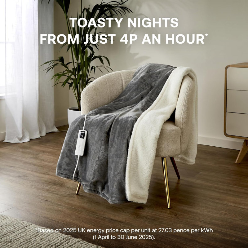 Dimplex Super Cosy Heated Throw - Grey, Grey/White