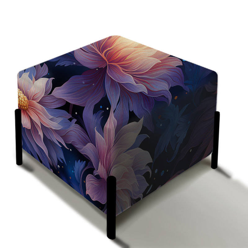 Motif floral mauve avec rêves célestes mauves - repose-pieds carré floral