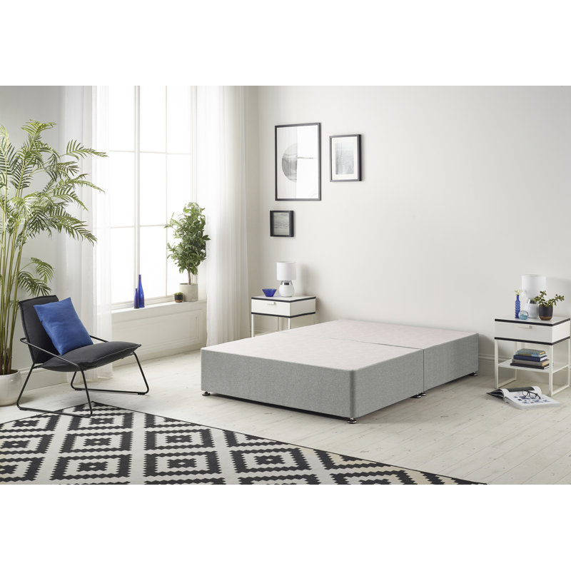 Faydra Tweed Fabric Solid Top Divan Bed Frame No Headboard, Super King (6'), 2 Drawers, Grey