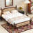 Pine wooden Bed with Rattan Headboard and Footboard-430064698-430064676