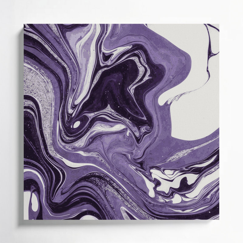 Abstrait art fluide sur toile mauve 4, H 12 po x l 12 po
