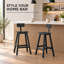 Ensemble de 2 tabourets de bar avec dossier, 74 cm (29 pouces), idéal pour îlot de cuisine ou bar, aspect bois texturé noir, siège et repose-pieds incurvés, gain de place pour l'intérieur et l'extérieur.-1072220213