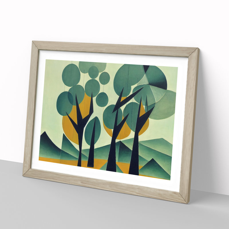 Spellbinding Abstract Trees - Framed Print, 46cm H x 64cm W x 2cm D, Oak