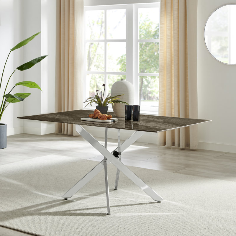 Atkisson Rectangular 150cm L x 90cm W Dining Table, Silver, Grey