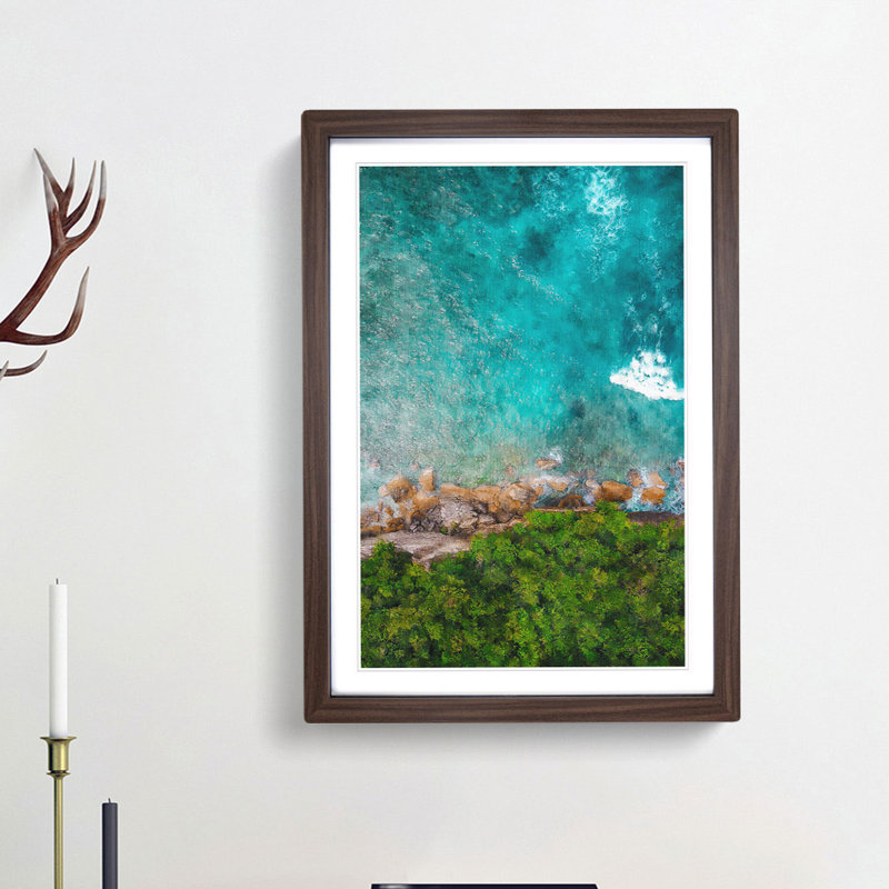 Atuh Beach in Bali Indonesia - Picture Frame Painting Print, 45cm H x 33cm W x 2cm D, Walnut Framed