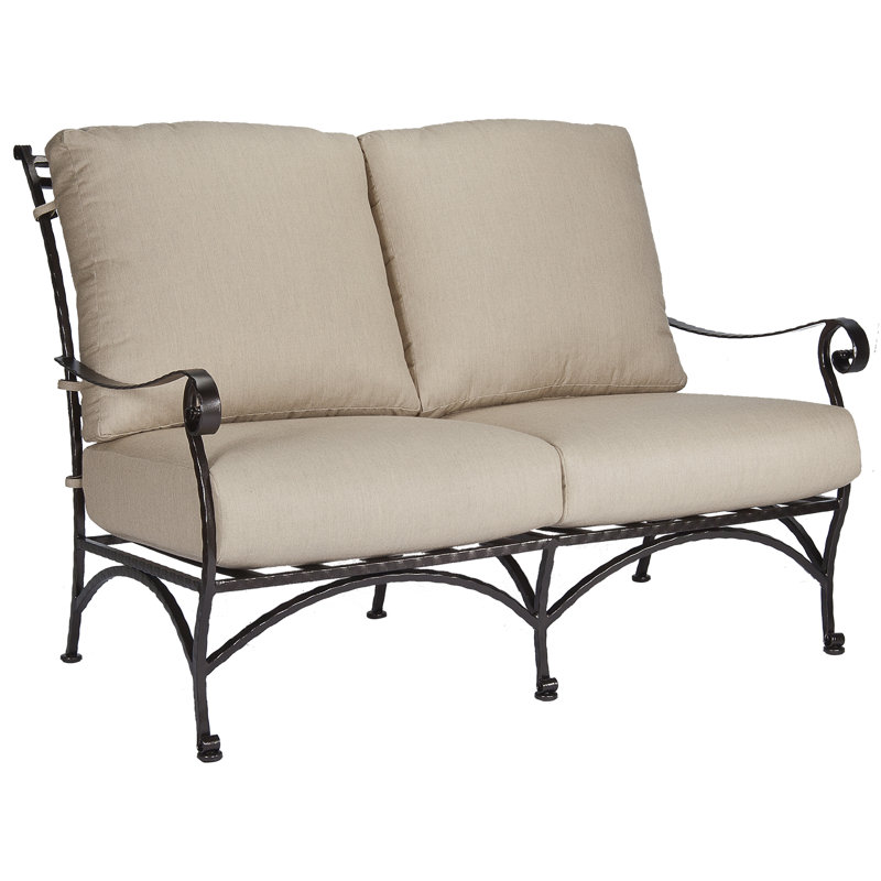 San Cristobal 55'' Wide Straight Iron Loveseat, Copper Creek, Sahara Denim