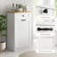 Bathroom Storage Cabinet with Laundry Basket and Drawer, White