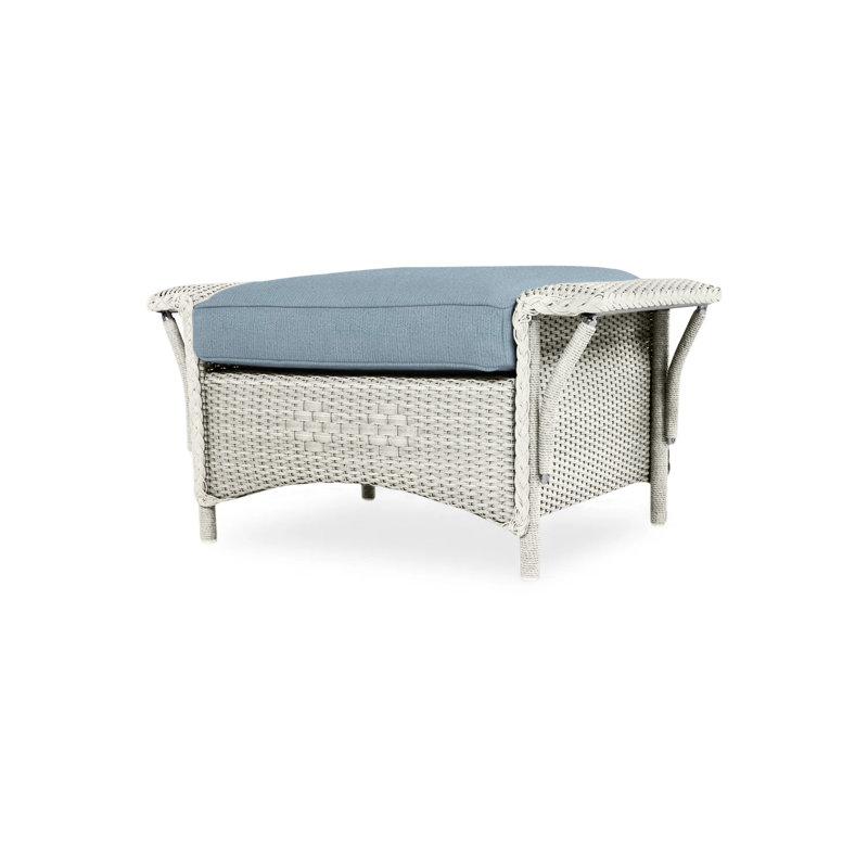 Nantucket Outdoor Ottoman, Consider Indigo, Matte White