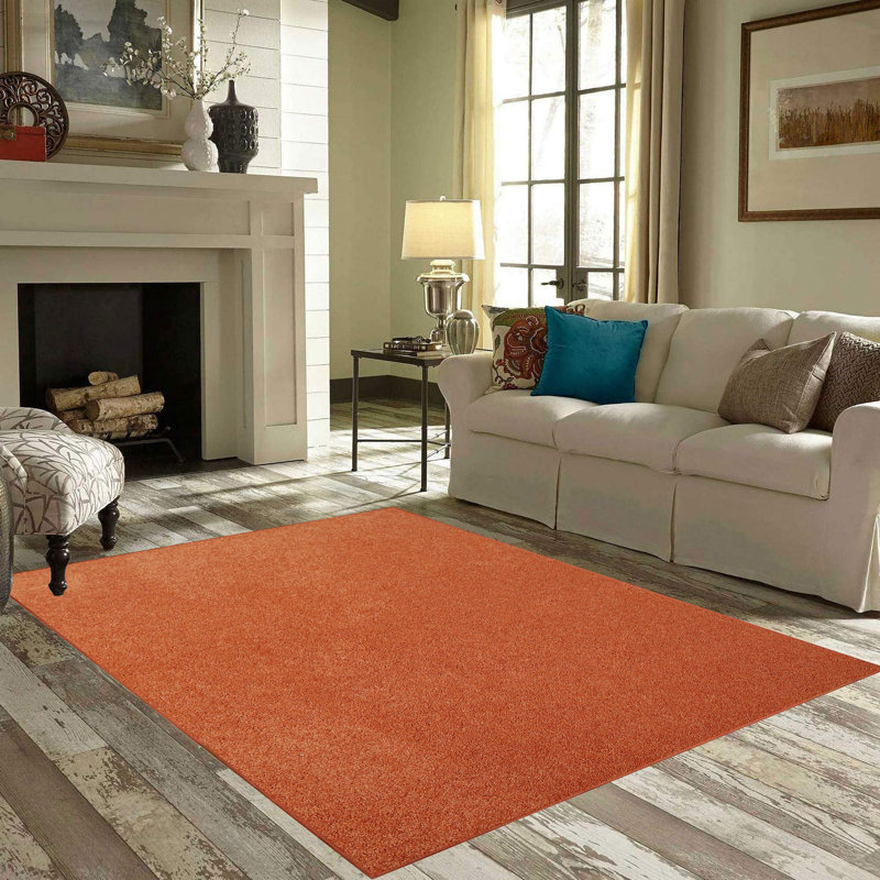 Modern Plush Solid Color Rug - Orange, Pet and Kids Friendly Rug., Area Rugs Great for kids, Pets, Event, Wedding 