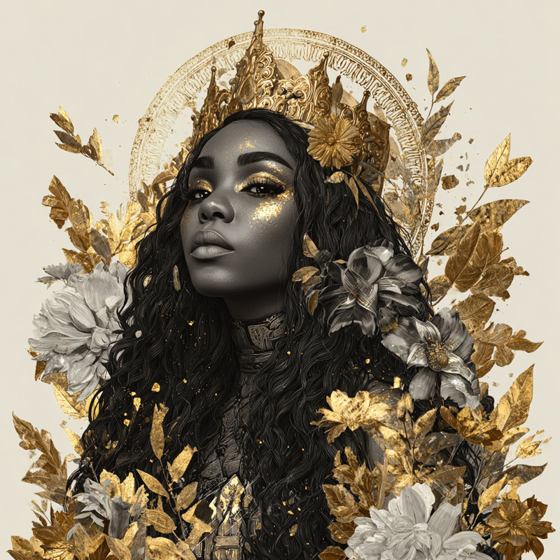 «Regal Goddess», art mural sur toile tendue, H 20 po x l 20 po