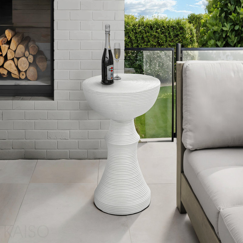 Table d'appoint, h 25 po, intérieur ou extérieur, table d'appoint, bout, chambre à coucher, salon, table de chevet, rond, blanc, contemporain, moderne