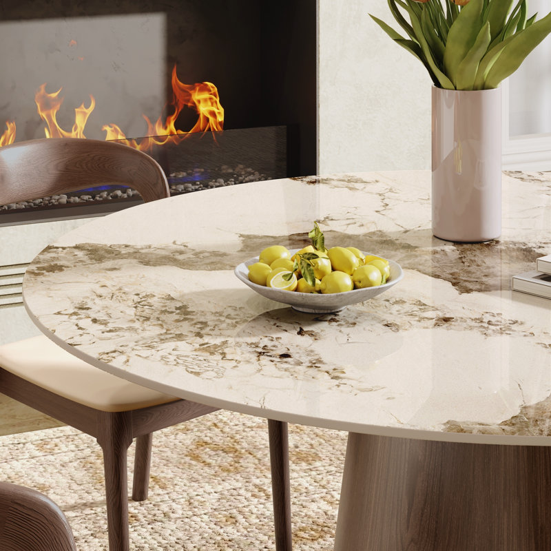 Petite table de salle à manger Bobrow 39 "/ 43" pour 2/4 personnes, H 29,5 po x L 43,31 po x l 43,31 po, Pandora, Dark Walnut