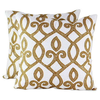 Embroidered Cotton Reversible Pillow Cover