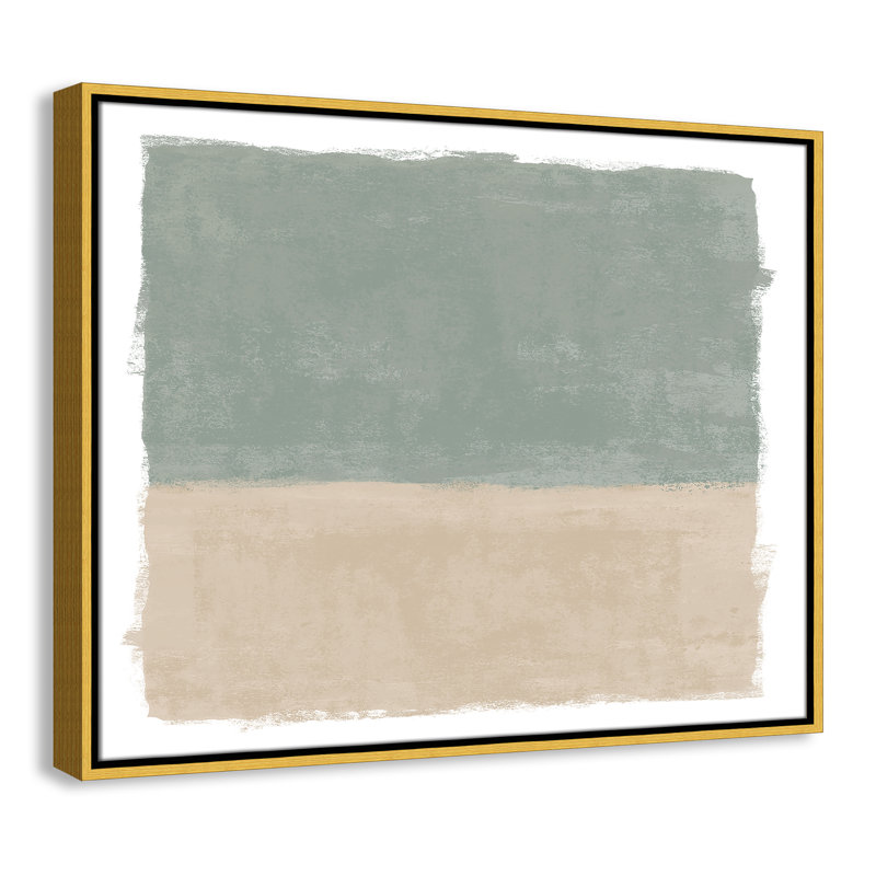 «Sage and Sand I - Landscape Version Print» par Natalie Carpentieri, L 29,5 po x H 23,5 po, Toile avec cadre, Flotteur doré