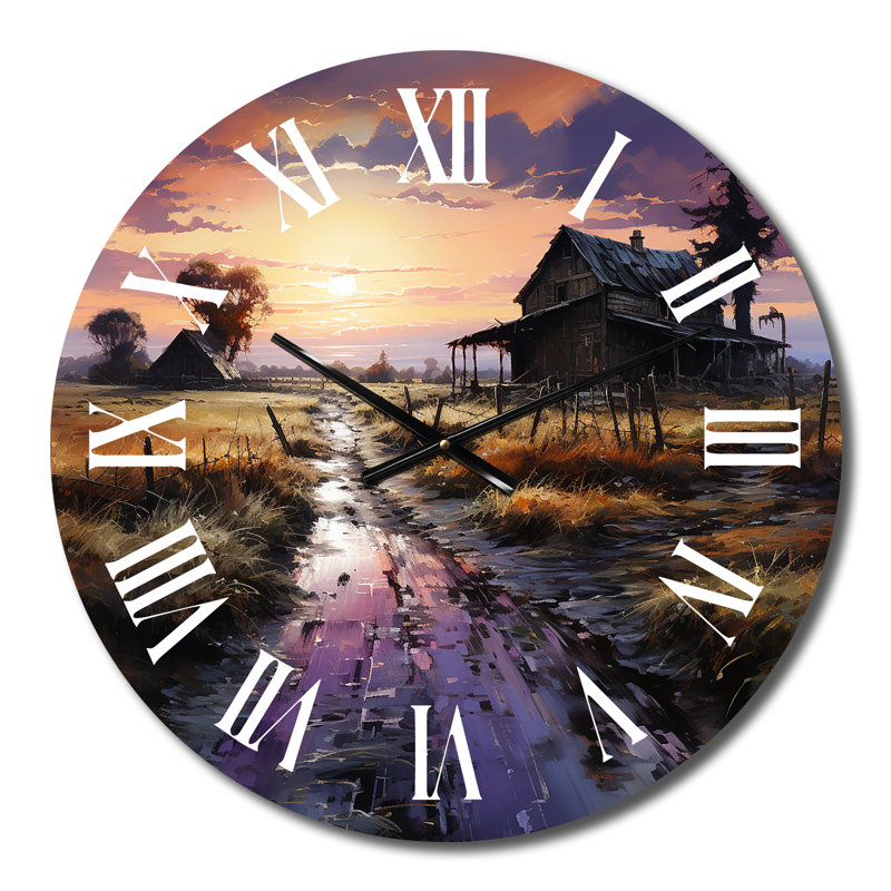 Barns Twilight Shadows - Horloge murale campagne, Médium