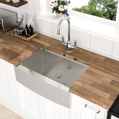 30" Stainless Steel Apron Sink - 21X9 Inch, Smooth Surface For Easy Maintenance Kitchen Workstation Steel, Space Solution