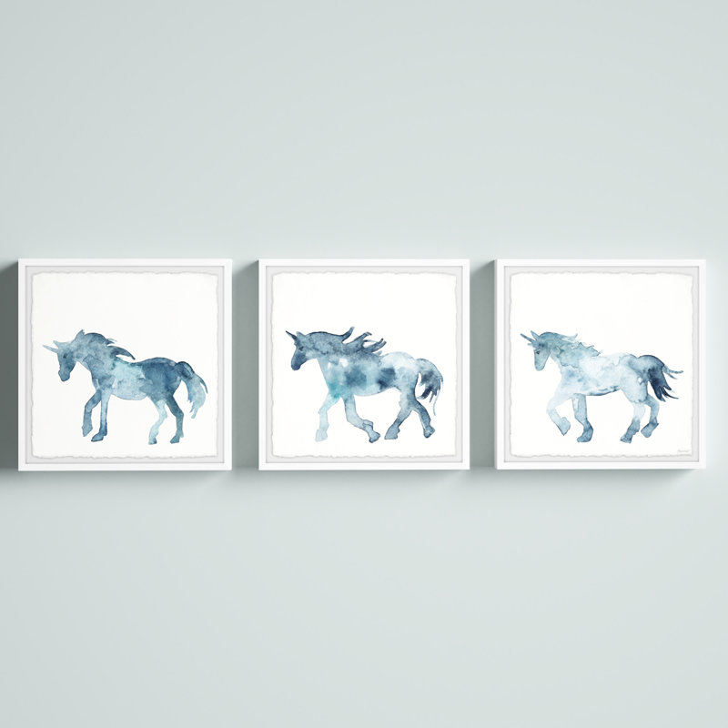 Unicorn Legend 3- Piece Set Framed Art, 18" H x 18" L x 1.5" W
