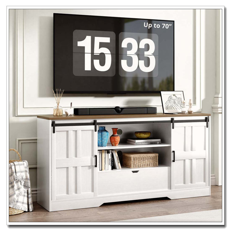 Meuble télé pour téléviseur de 65 pouces, Blanc