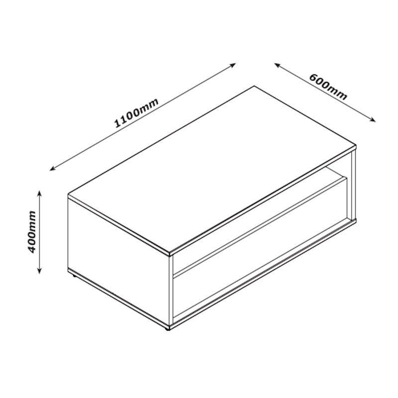 Dentro Frame Coffee Table with Storage, Black