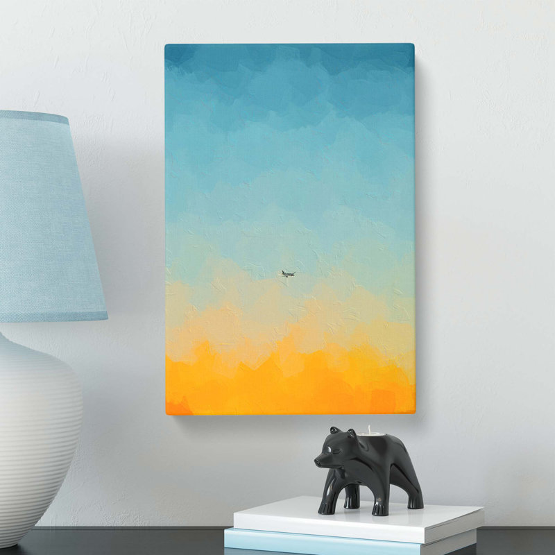 Airplane at Sunset in Abstract - Wrapped Canvas, 76 cm H x 50 cm W