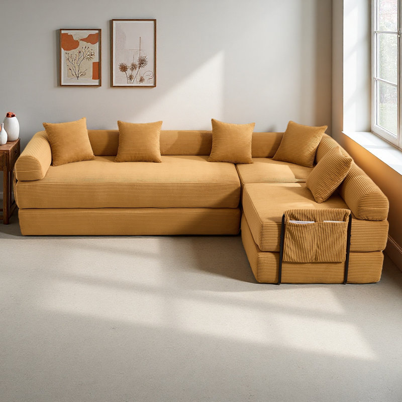 Canapé-lit convertible et pliable, Yellow Corduroy