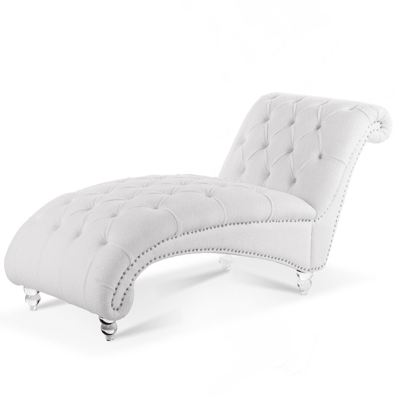Chaise longue sans accoudoirs touffetée, Blanc