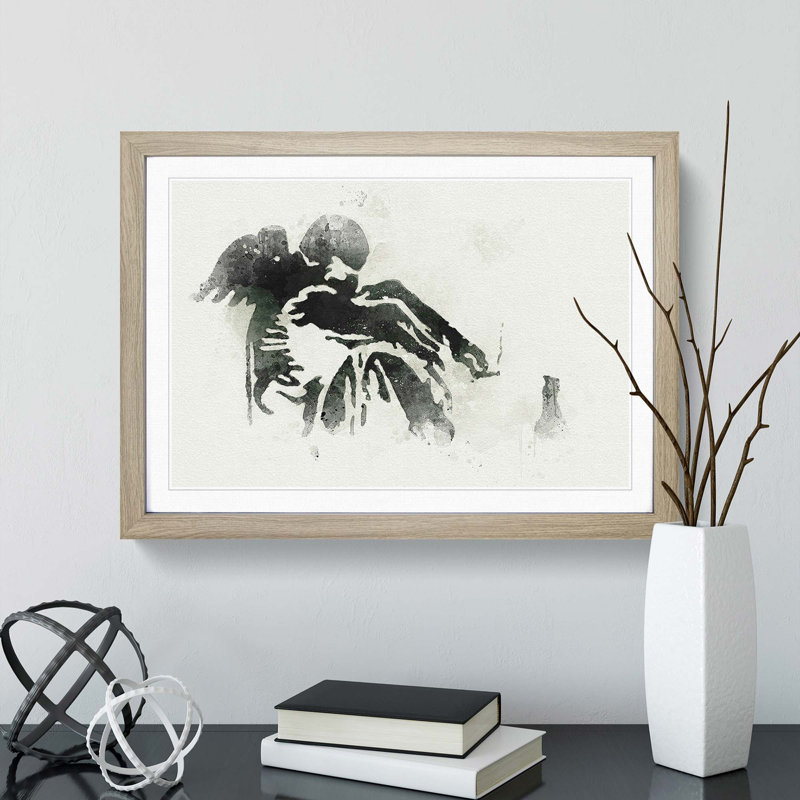 Drunken Angel by Banksy - Picture Frame Graphic Art Print, Oak Framed, 62cm H x 87cm W x 2cm D