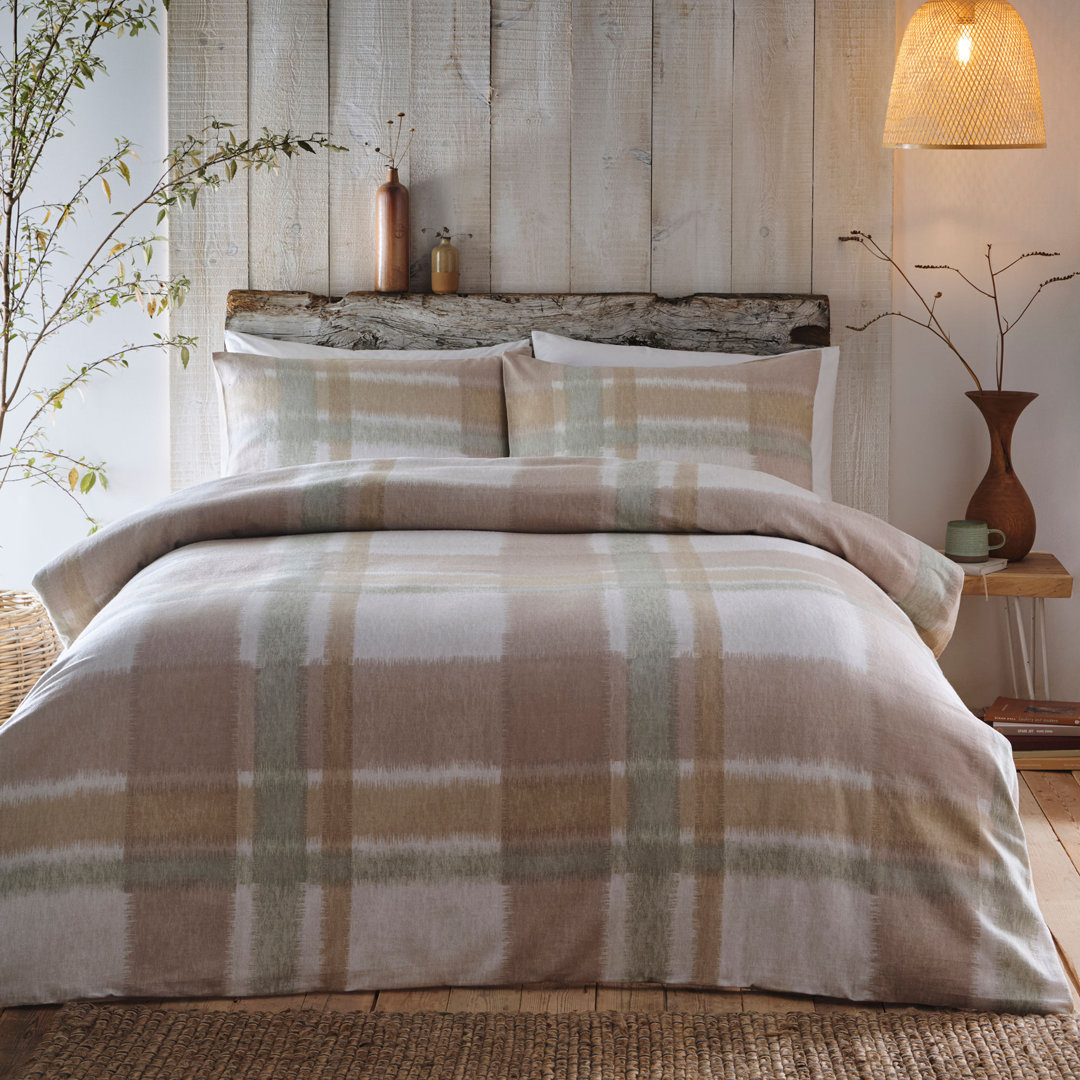 B&Q - Verbier 100% Brushed Cotton Natural Duvet Cover Set - Image 3