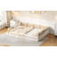Lit plateforme tapissier en bois avec garde-corps et coussin-234162243