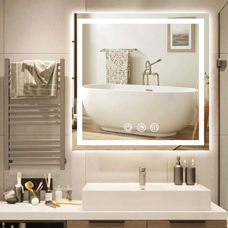 Chevaliers Rectangle Wall Mounted LED Bathroom Mirror Frontlit & Backlit LED Bathroom Vanity Mirror Light, 36" x 60"